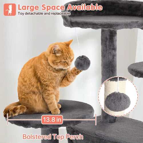 54-Inch Double Condo Cat Tree with Scratching Posts