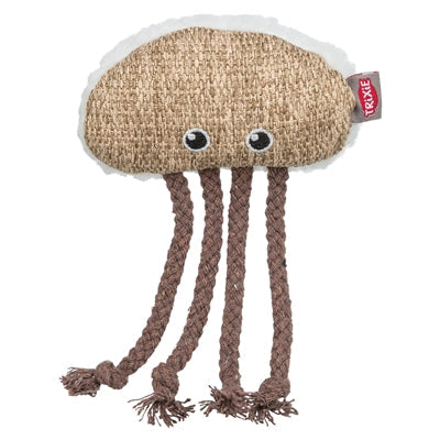 Trixie jellyfish fabric plush with catnip catnip beige white