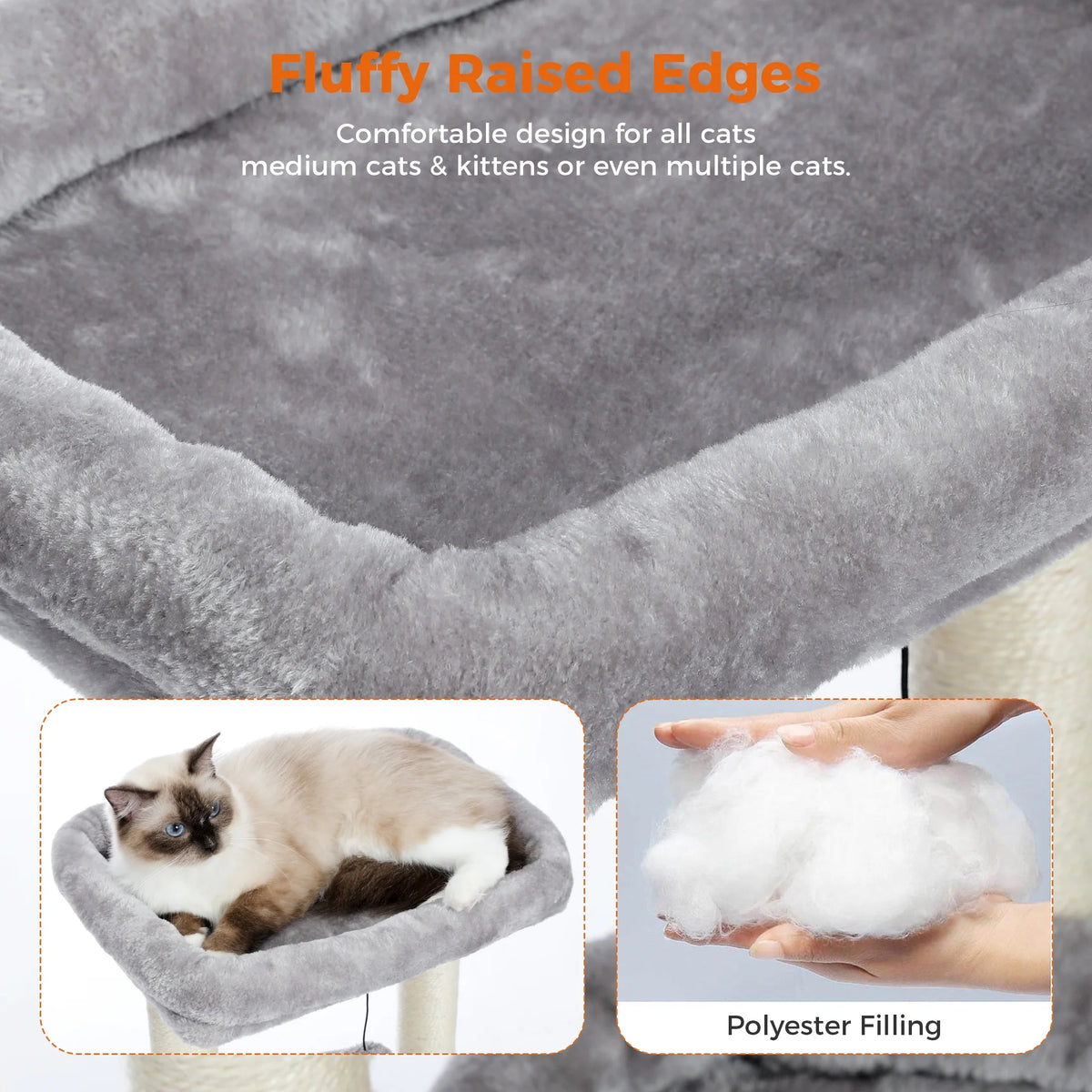 27-Inch Cozy Gray Cat Tree with Condo & Scratching Posts