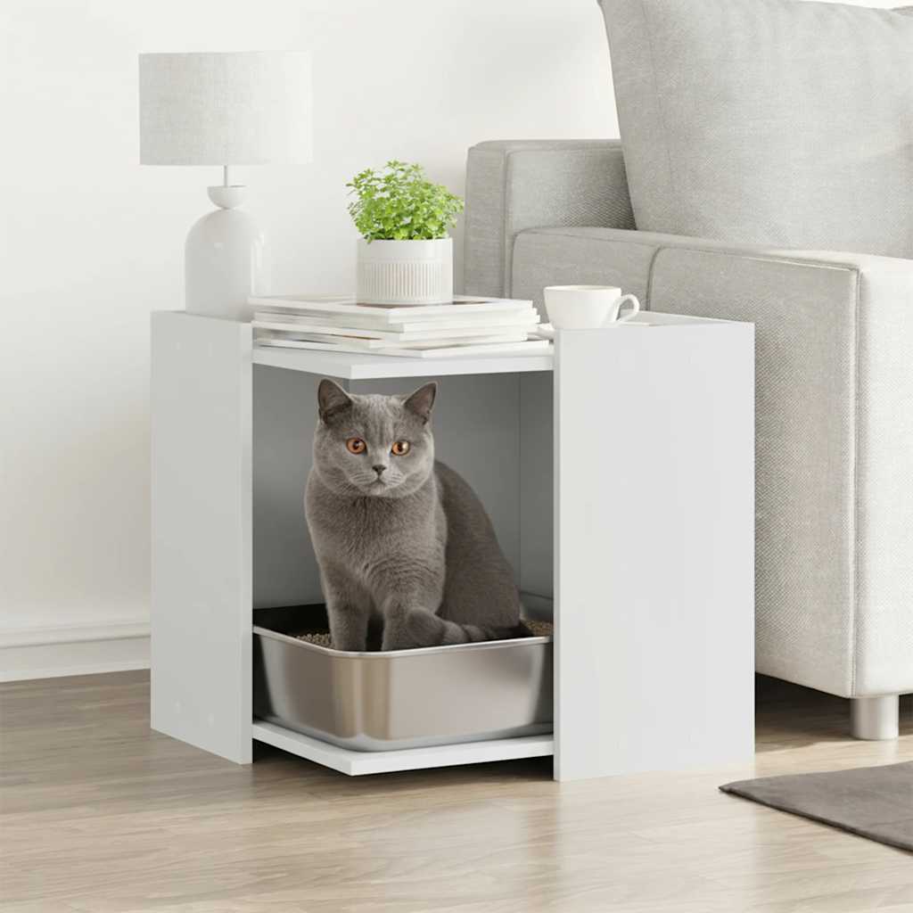 Vidaxxl cat litter cabinet 53x53x51 cm finished wood white