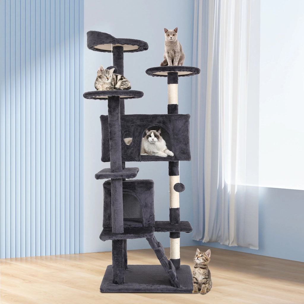 54-Inch Double Condo Cat Tree with Scratching Posts