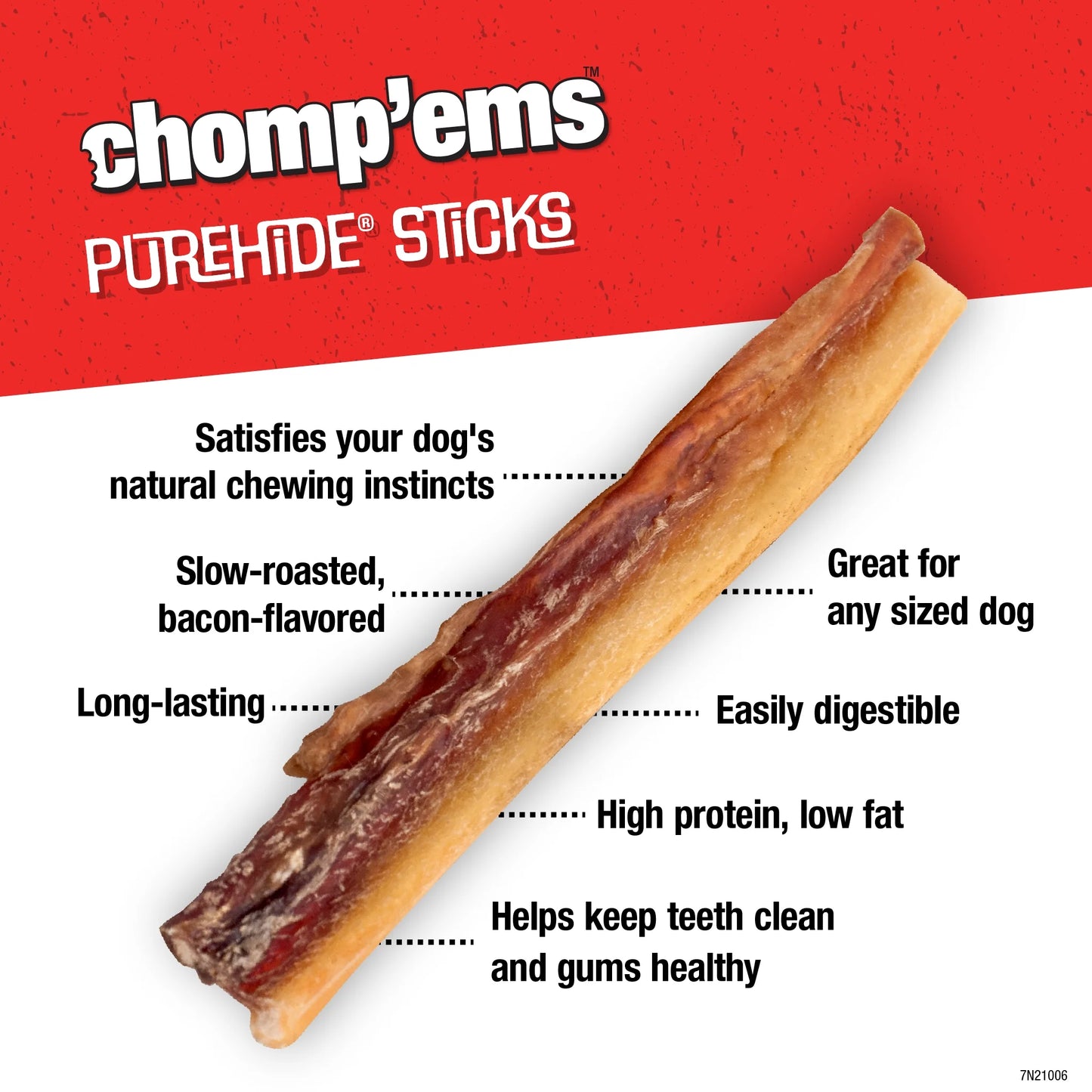 Purehide Chews - Slow Roasted Naturally Delicious Dog Treats - High Protein Beef Hide - Bacon Flavor, Sticks, 12 Oz.