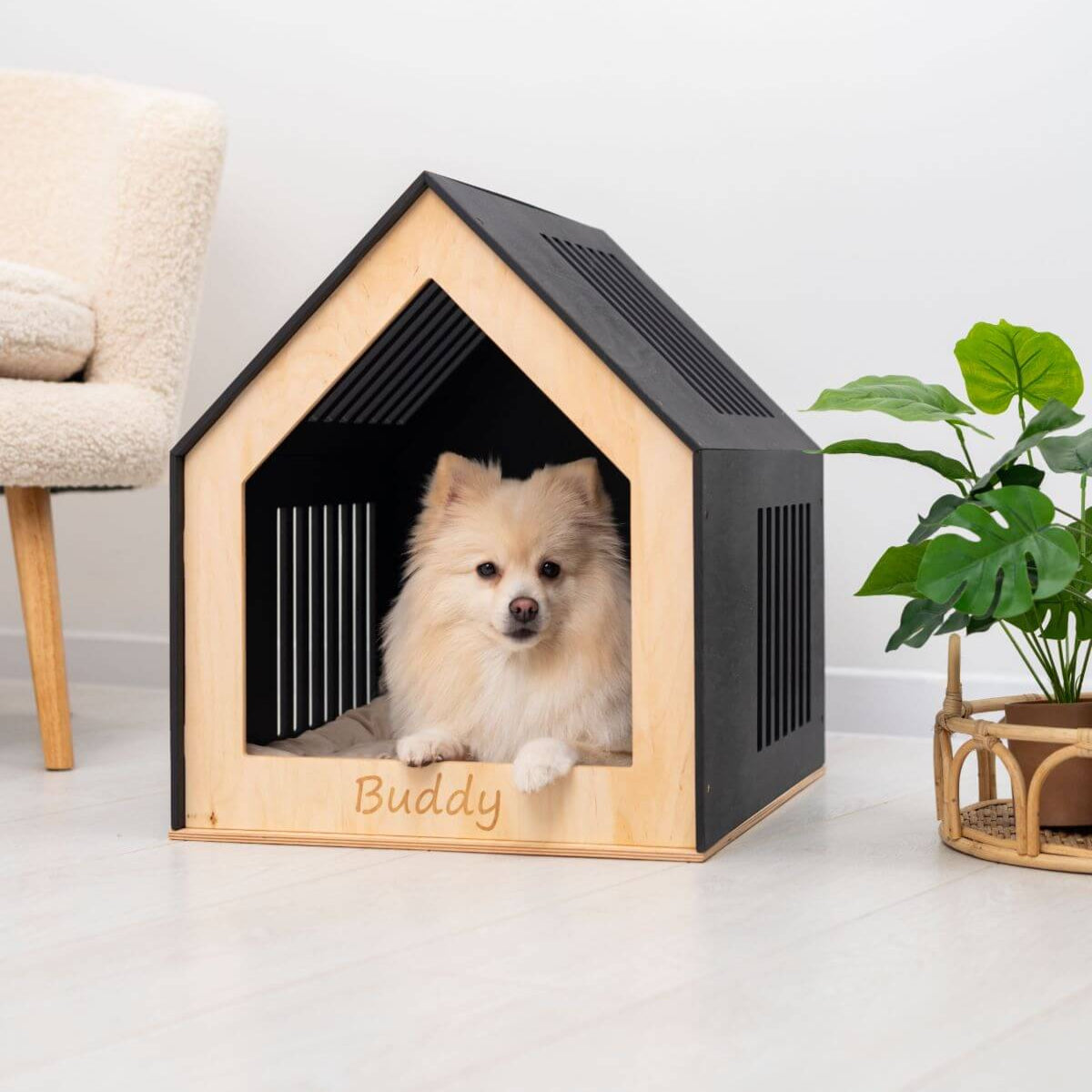 Modern Wooden Pet House for Large Dogs & Cats