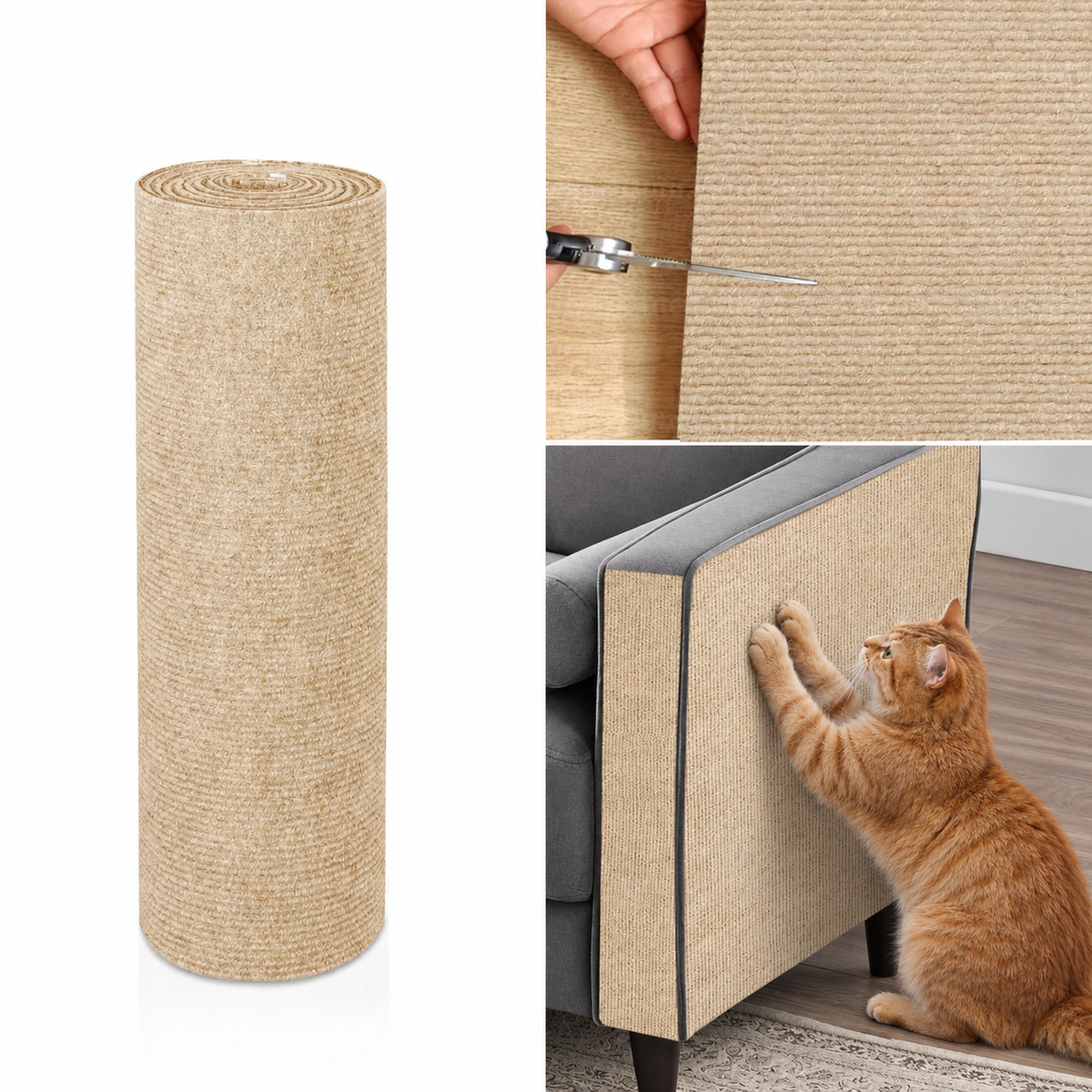 Self-Adhesive Cat Scratch Mat for Sofa & Furniture Protection