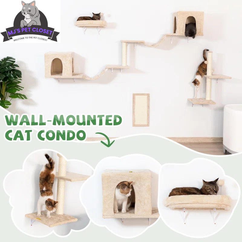 Darkiel 7-Piece Wall-Mounted Cat Climbing Tower